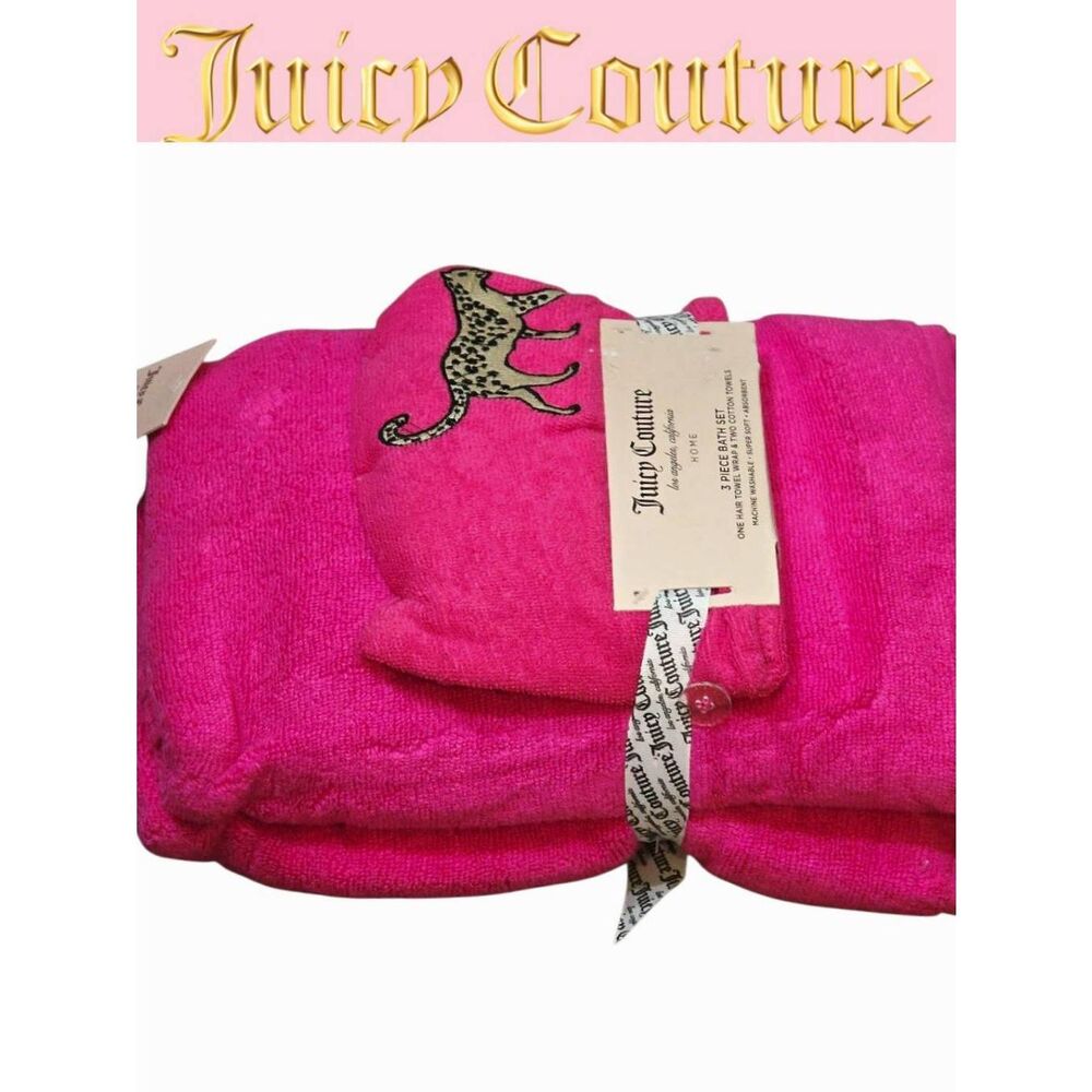 Juicy Couture Home Leopord Print 3-PC Bath Set- Pink